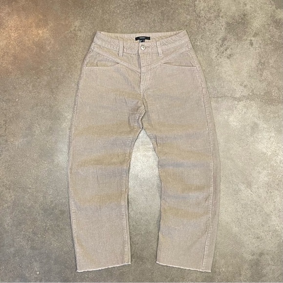 Forever 21 Corduroy Wide Straight Leg Raw Hem Pants - Picture 1 of 9